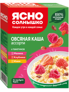 Каша овсяная Ясно солнышко клубника-малина-изюм 45г x 6шт, 270г