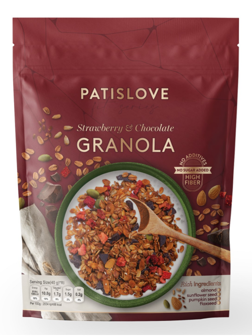 Гранола Patislove клубника-темный шоколад, 300г