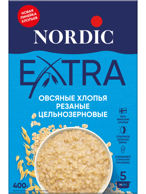 Хлопья овсяные Nordic 5 минут варки, 400г