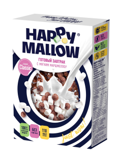 Готовый завтрак Happy Mallow Кукурузные шарики с мягким маршмеллоу, 240г