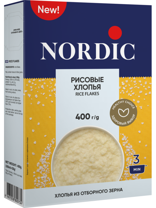 Хлопья рисовые Nordic 400г