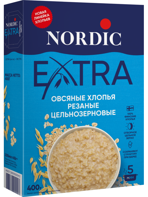 Хлопья овсяные Nordic 5 минут варки, 400г
