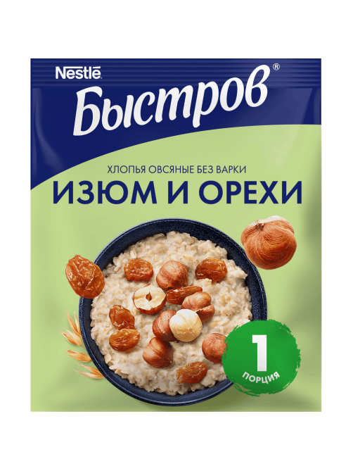 Каша Быстров 5 злаков изюм-орехи, 40г