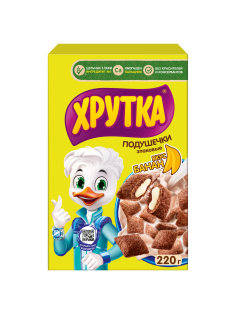 Готовый завтрак Хрутка Злаковые подушечки с начинкой со вкусом банана, 220г