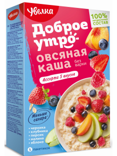 Каша овсяная Увелка ассорти 5 вкусов (40г x 5шт), 200г