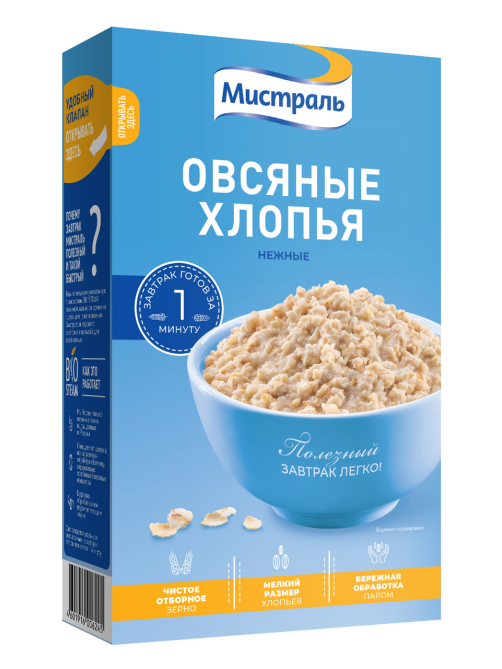 Хлопья овсяные Мистраль нежные, 400г