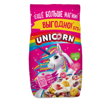 Готовый завтрак Unicorn Радужные колечки с фруктовым вкусом цельнозерновые, 375г