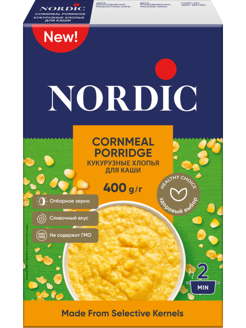 Хлопья кукурузные Nordic для каши, 400г