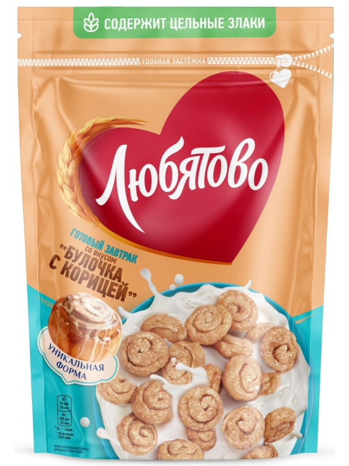 Завтрак готовый Любятово булочка с корицей, 190г