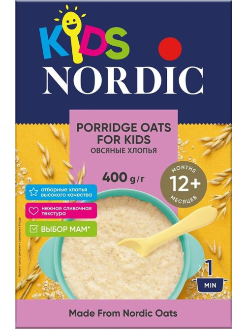 Хлопья Nordic Kids овсяные для детей, 400г
