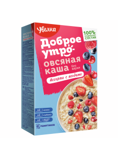 Каша овсяная Увелка ассорти с ягодами (40г x 6шт), 240г