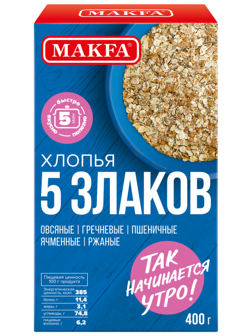 Хлопья Makfa 5 злаков, 400г