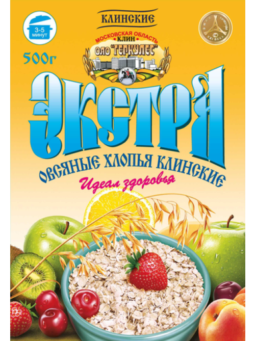 Хлопья овсяные Клинские экстра, 500г