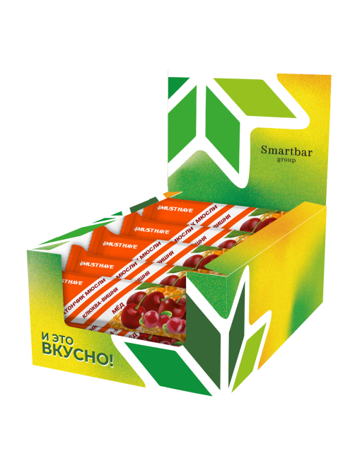 Батончик-мюсли Must Have с клюквой вишней и медом, 25г x 25 шт