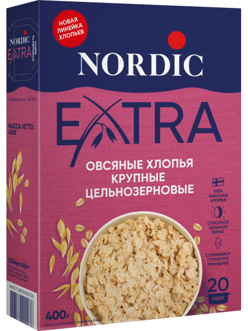 Хлопья овсяные Nordic Ленивая овсянка, 400г