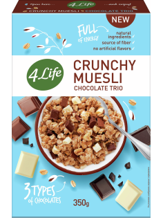 Мюсли 4Life 3 вида шоколада хрустящие, 350г