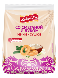 Мини-сушка Хлебный дом с луком и сметаной, 180г