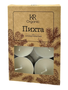 Свеча ароматическая Kukina Raffinata чайная Пихта, 6шт