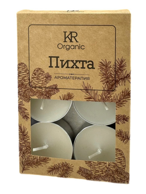 Свеча ароматическая Kukina Raffinata чайная Пихта, 6шт