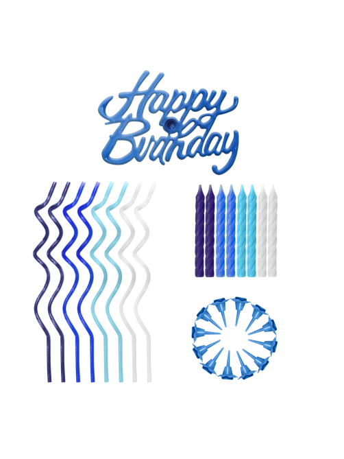 Набор для оформления кондитерских изделий Fiolento Happy Birthday синий, 25шт