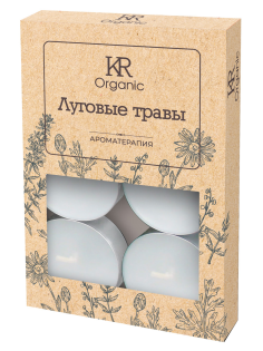 Свеча ароматическая Kukina Raffinata чайная Луговые травы, 6шт