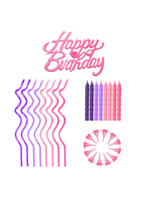 Набор для оформления кондитерских изделий Fiolento Happy Birthday розовый, 25шт