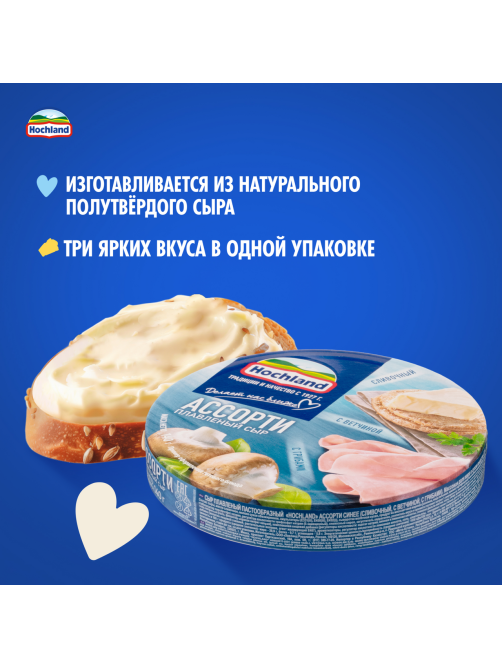 Сыр плавленый Hochland Ассорти синее треугольники 50%, 140г
