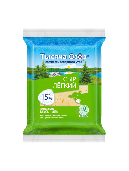 Сыр Тысяча Озер Легкий кусок 15%, 180г