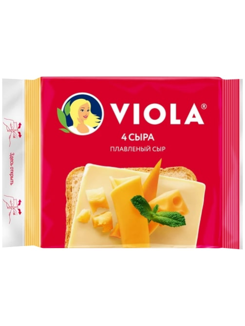 Сыр плавленый Viola Четыре сыра в ломтиках 45%, 140г