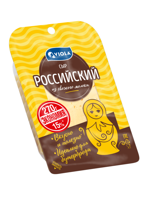 Сыр Viola Российский полутвердый нарезка 50%, 270г
