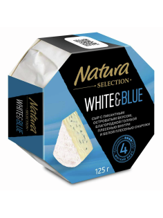 Сыр Natura selection White&Blue с голубой плесенью 60%, 125г