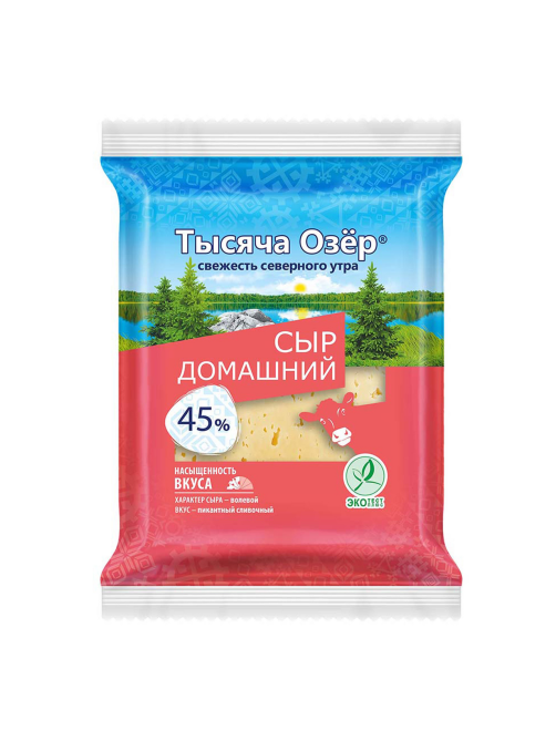 Сыр Тысяча Озер Домашний кусок 45%, 180г