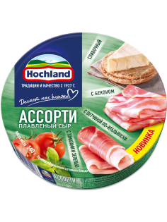 Сыр плавленый Hochland Ассорти зеленое треугольники 45-50%, 140г