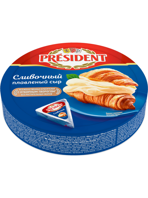 Сыр плавленый President сливочный треугольники, 140г