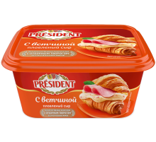 Сыр плавленый President с ветчиной 45%, 400г