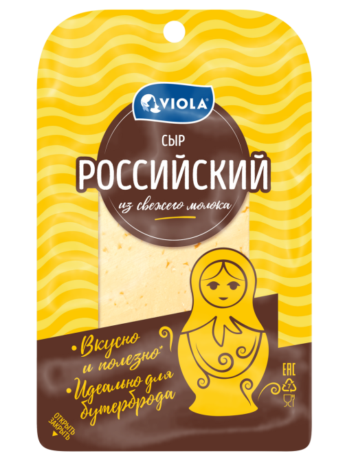 Сыр Viola Российский полутвердый нарезка 50%, 120г