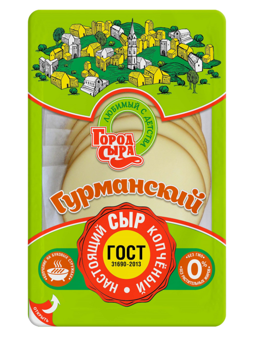 Сыр плавленый Город сыра Гурманский копченый нарезка 40%, 150г