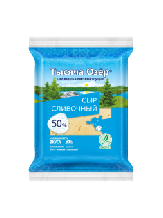 Сыр Тысяча Озер Сливочный кусок 50%, 180г
