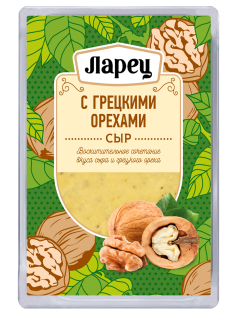 Сыр Ларец с грецкими орехами нарезка 45%, 125г