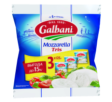 Сыр Galbani Моцарелла Tris мягкий 45%, 375г