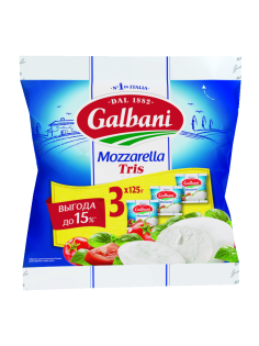 Сыр Galbani Моцарелла Tris мягкий 45%, 375г