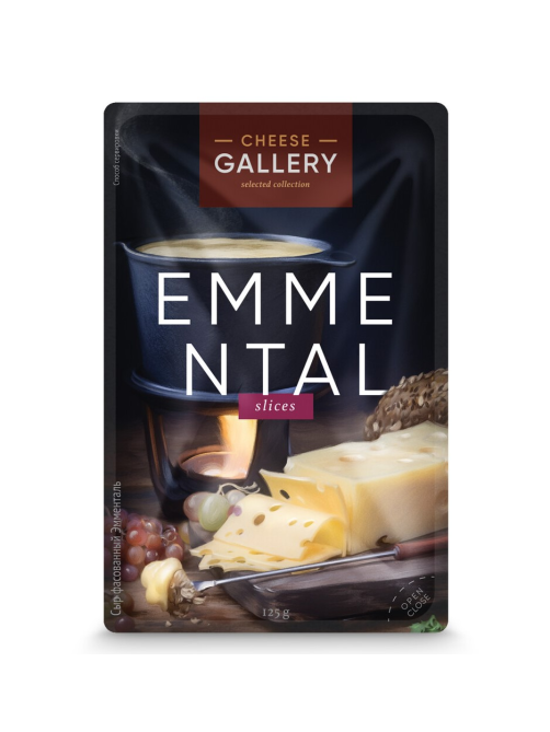 Сыр Cheese Gallery Эмменталь полутвердый нарезка 45%, 125г