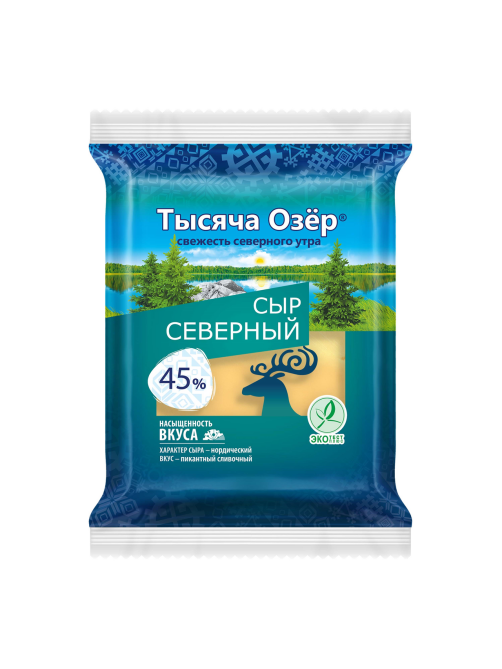 Сыр Тысяча Озер Северный кусок 45%, 180г