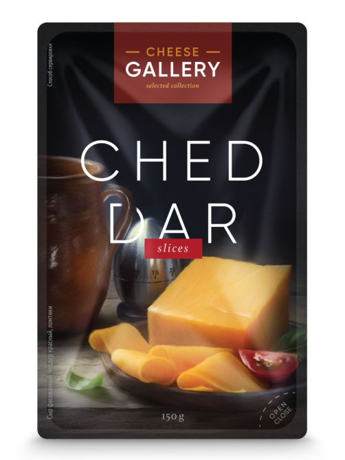 Сыр Cheese Gallery Чеддер красный полутвердый нарезка 50%, 150г