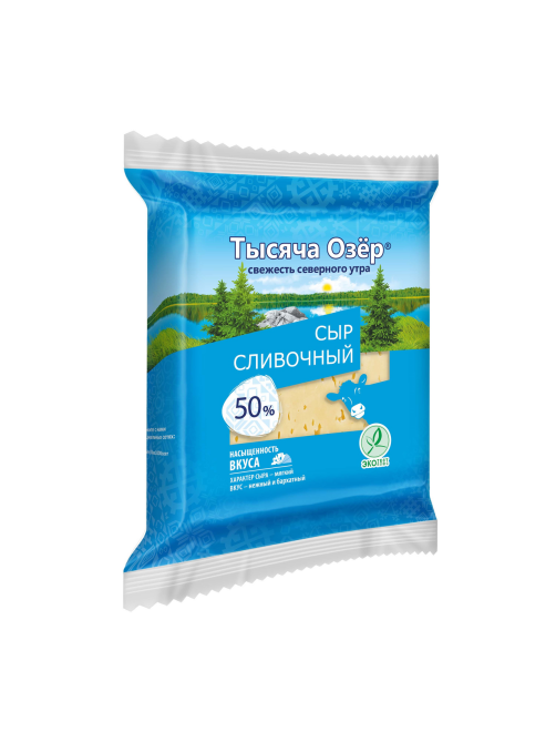 Сыр Тысяча Озер Сливочный кусок 50%, 180г