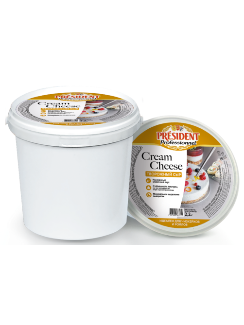 Сыр творожный President Professionnel Cream Cheese сливочный 65%, 2.2кг