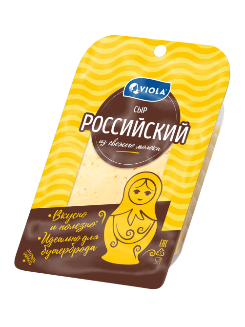Сыр Viola Российский полутвердый нарезка 50%, 120г