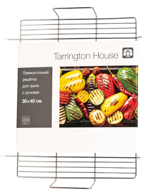 Tarrington House Решетка для гриля прямоугольная с ручками, 30 x 40см