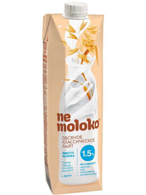 Напиток растительный овсяный Nemoloko Классический лайт 1.5%, 1л