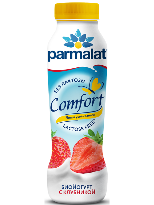 Йогурт питьевой Parmalat безлактозный клубника 1.5%, 290г